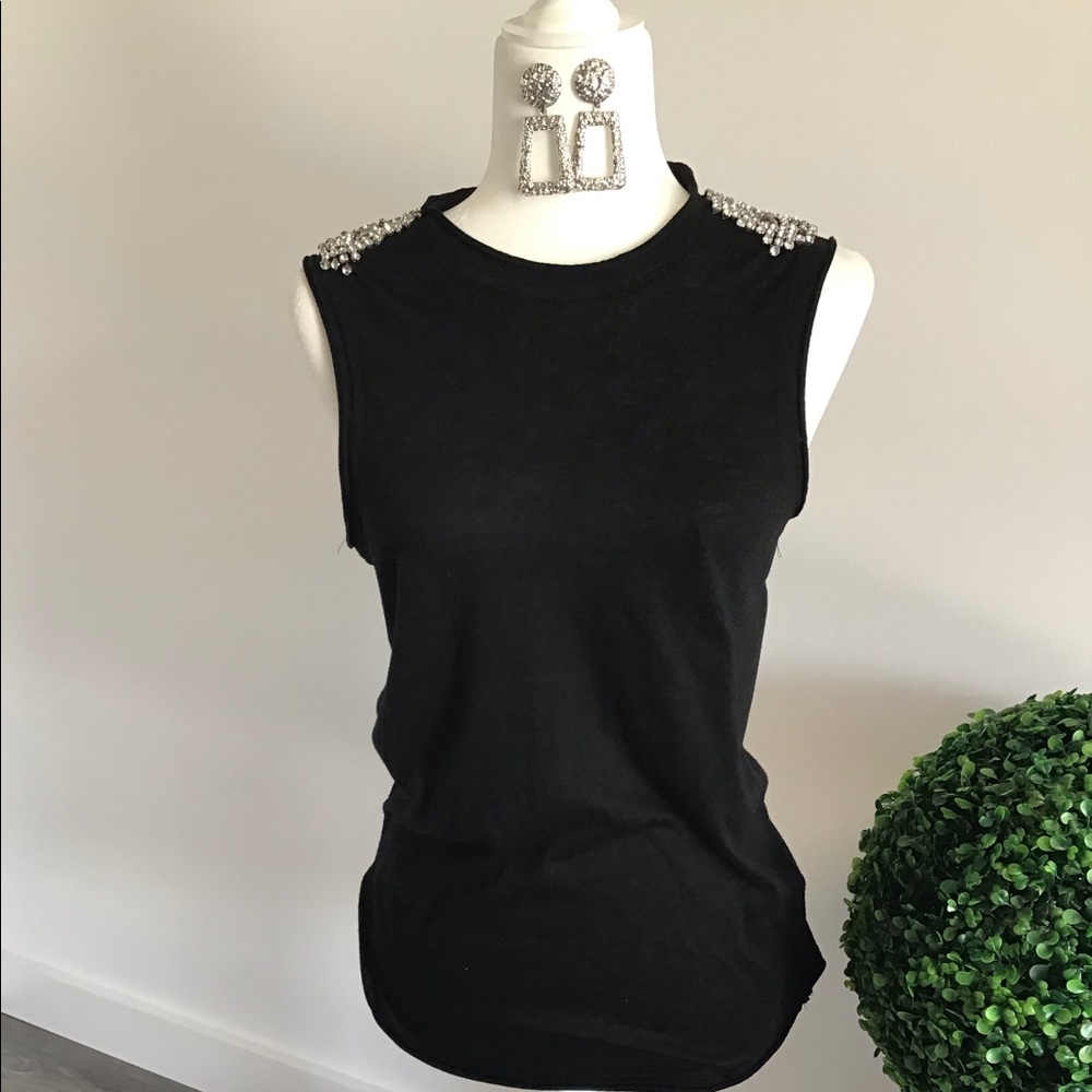 Black Top with sequenced shoulders